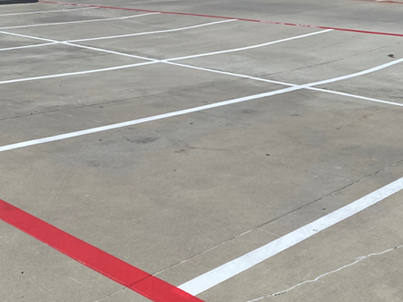 White parking lot striping lines