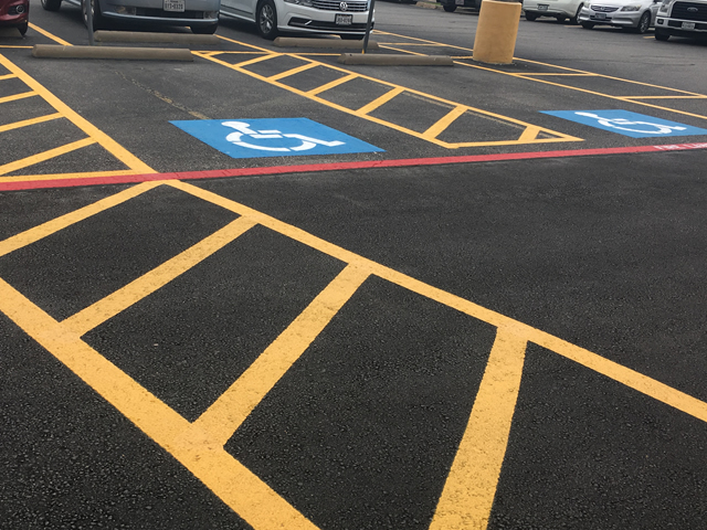 Fresh Striping in University Parking Lot