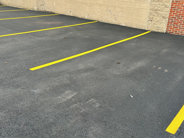 Line Striping Yellow Paint Asphalt Parking Lot